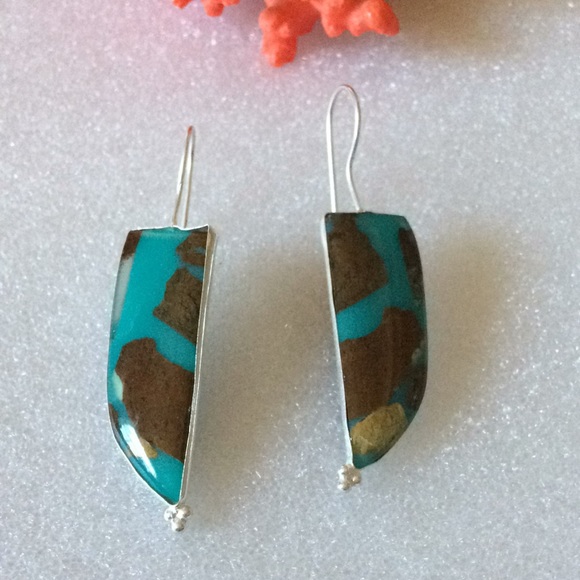 Vintage sterling jasper earrings - Picture 2 of 3